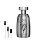 Mykonos Untamed sample – decant naast de volle fles ter herkenning